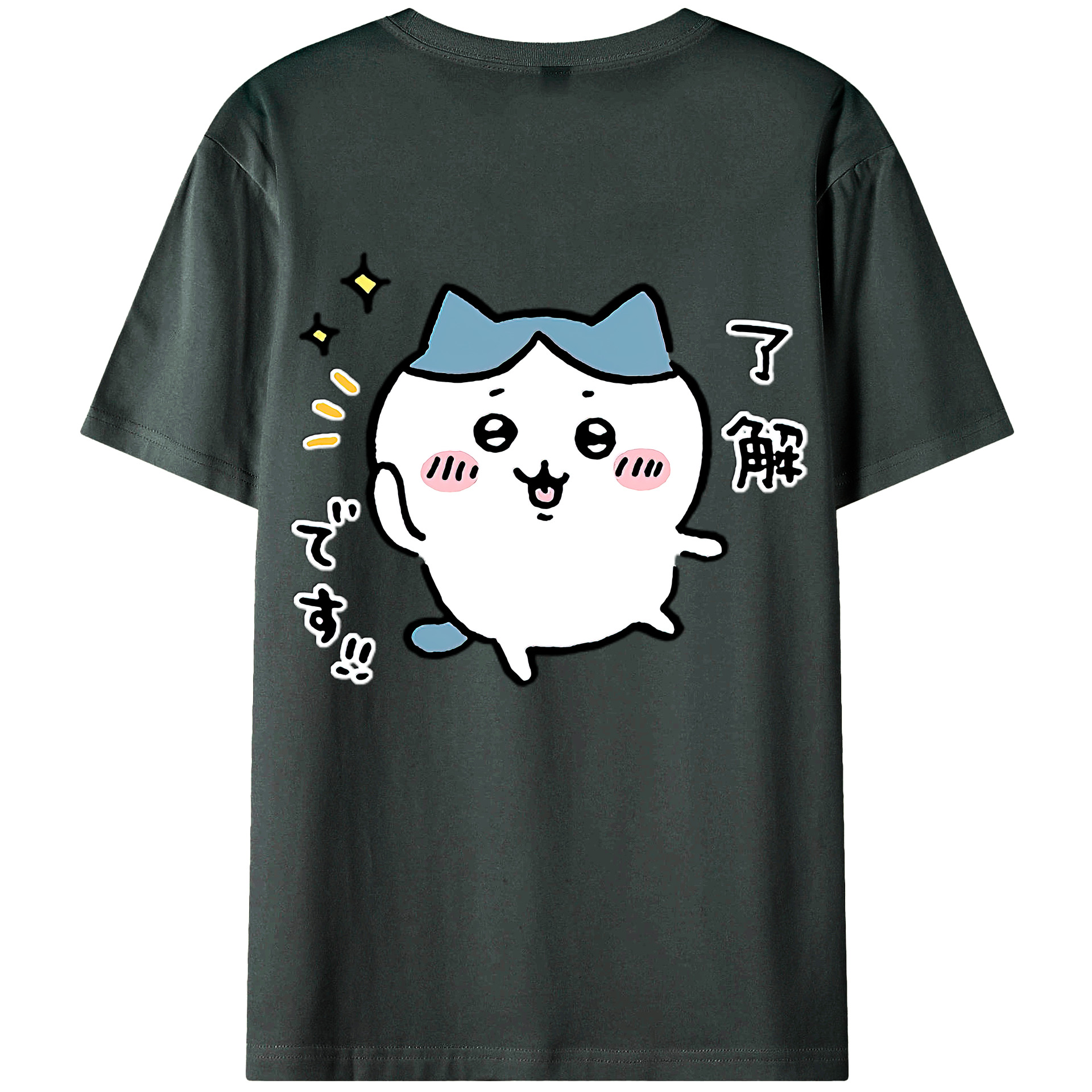 （画像用） ちいかわ ハチワレ Chii-kawa hachiware 綿100％ メンズ半袖Tシャツ（バックプリント） 通気性